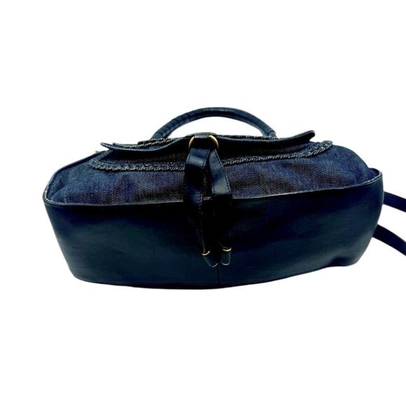 Auth Chloe Dark Blue Denim & Leather Medium Marcie Double Satchel Preloved - Picture 8 of 15
